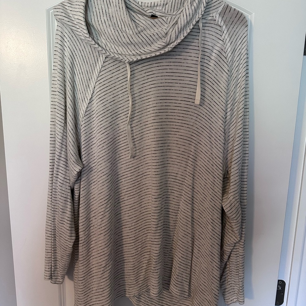Torrid Gray Striped Cowl Neck Sweater
